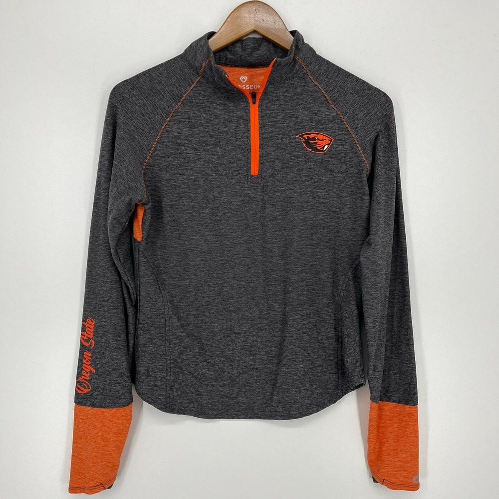 Colosseum Oregon State Beavers Womens Small Quarter Zip Pullover Grey Orange